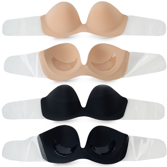 Sujetador invisible de ala lateral transparente de una pieza, autoadhesivo sin tirantes